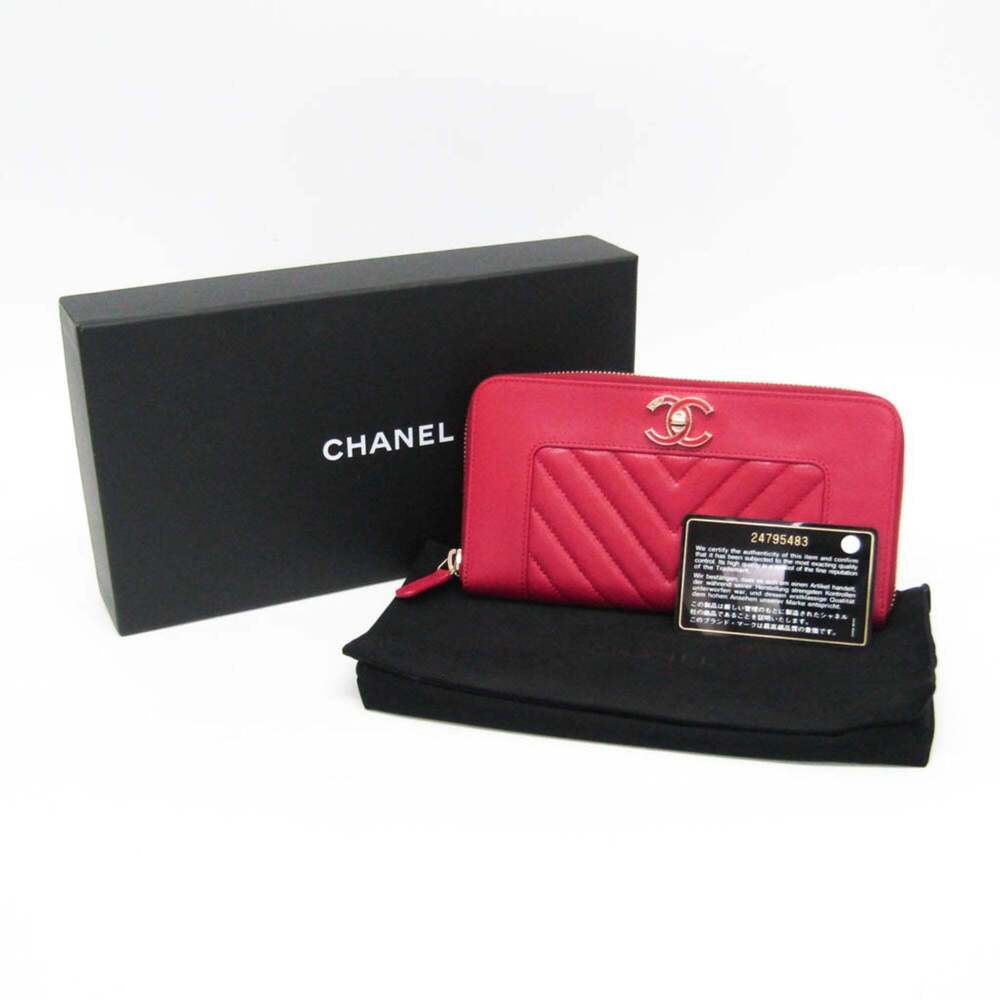 CHANEL Authentic Pink Lambskin Leather Wallet - Picture 2 of 14